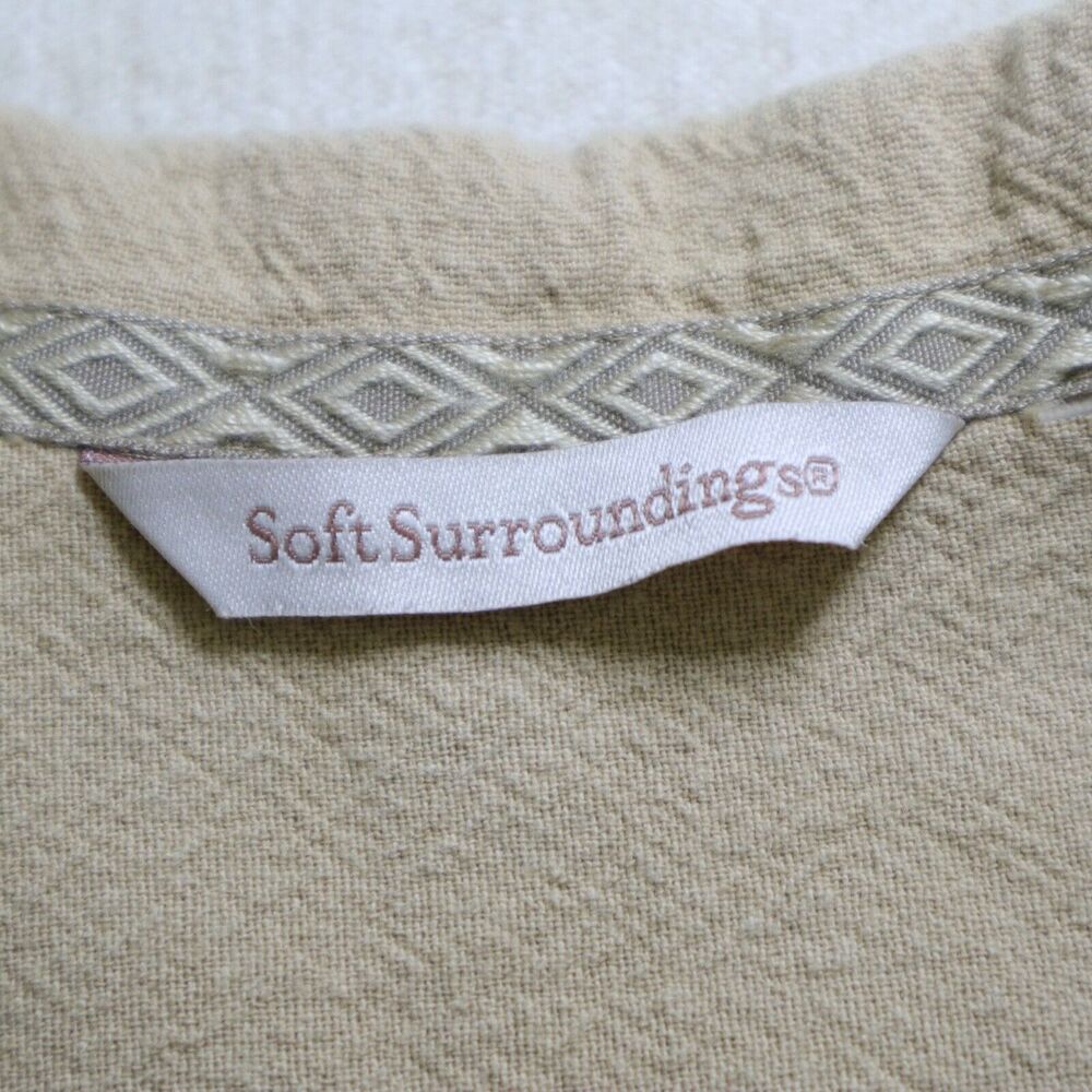 Soft Surroundings Size L Crinkled Cotton Jacket Barn Coat Khaki Tan - Picture 10 of 11